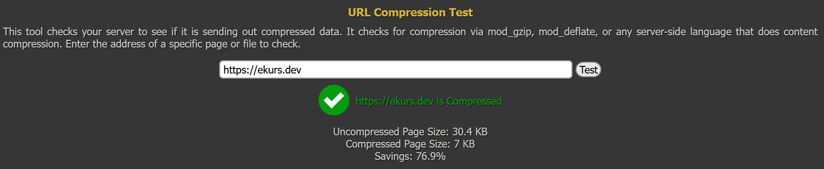 gzip sıxmanın onlayn yoxlanılması
