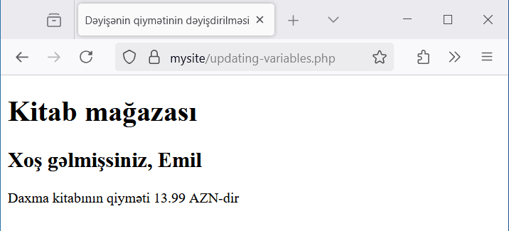 dəyişənin qiymətinin dəyişdirilməsi